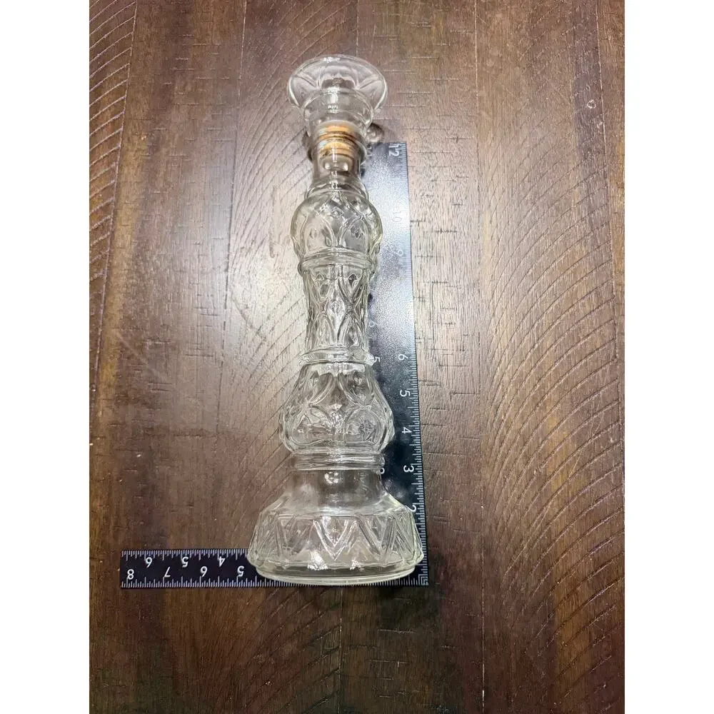 Vintage Liquor Bottle Glass Decanter w/ Stopper Crystal Barware 10